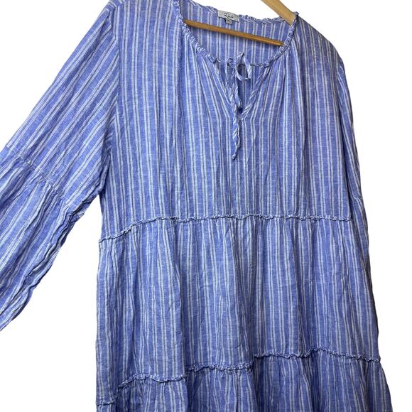 Rails Everly Ludlow Stripe Linen Blend Long Sleeve Mini Dress - Picture 3 of 11